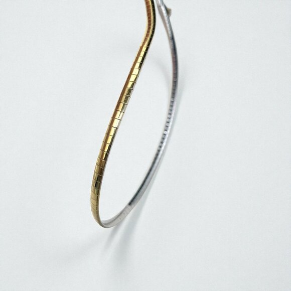 Two-Tone Gold & Silver Reversible Snake Chain Necklace Lobster Clasp 17"L - Picture 5 of 7